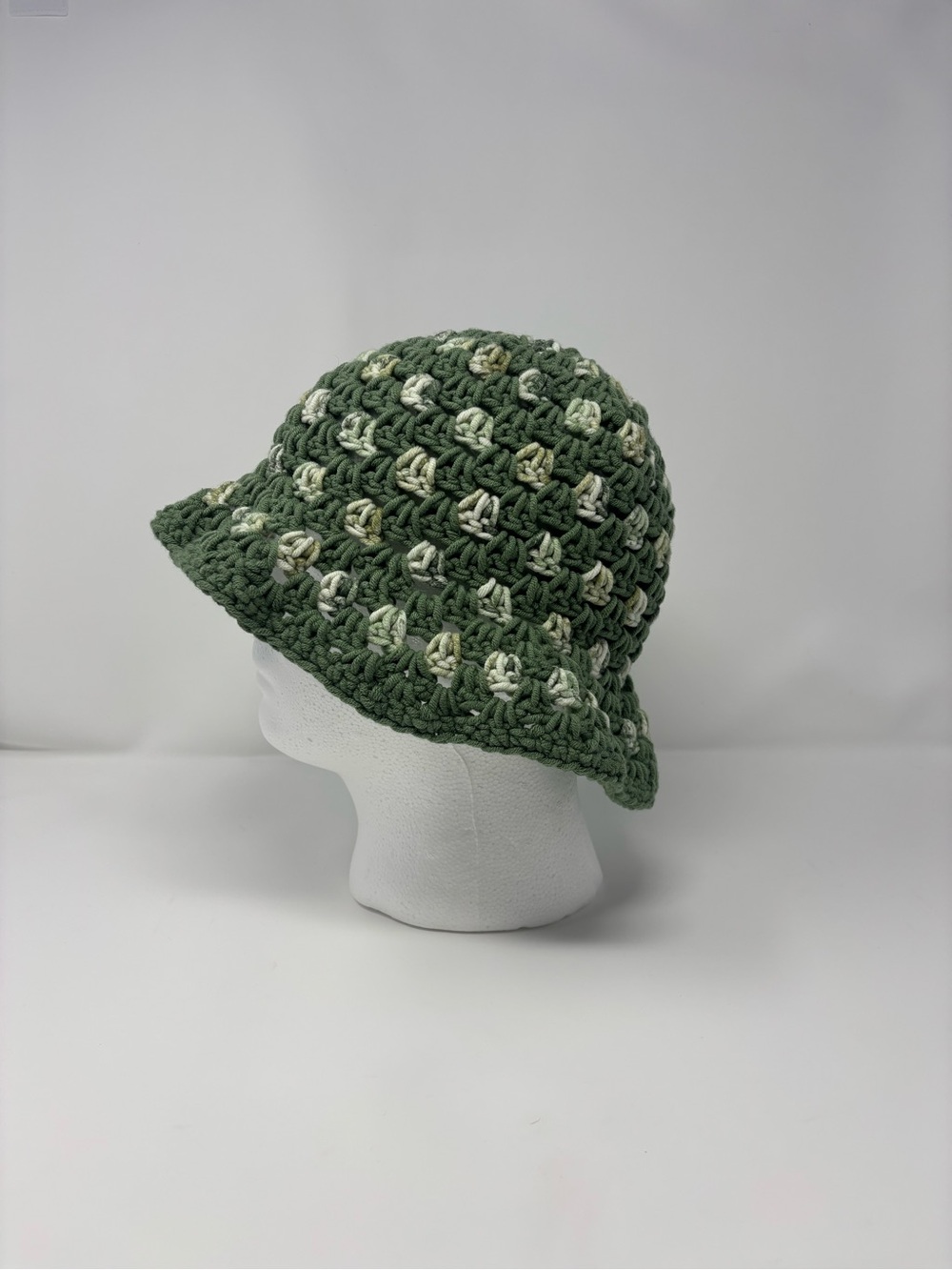 Moss Green Granny Stitch Crochet Bucket Hat